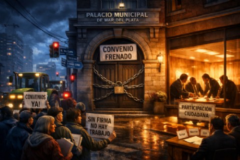 Marcha con tractores al Municipio por convenios frenados y crece la interna por Participación Ciudadana